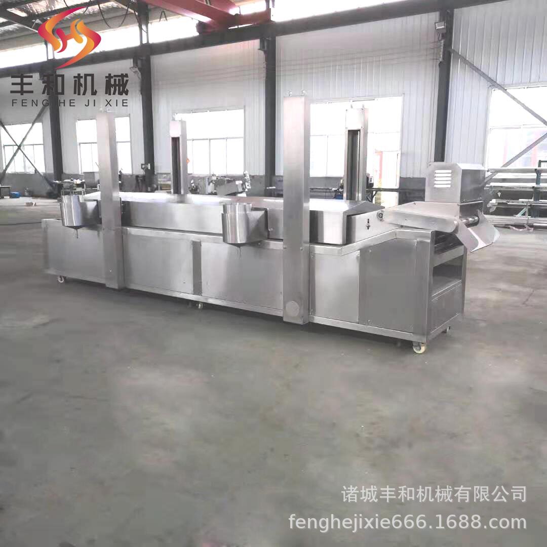 煎饼果子薄脆油炸流水线 全自动控温刮渣炸鸡油炸流水线厂家