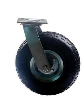 厂家重型10寸充气橡胶动轮酒行李车轮店锈不钢推WP19141C车脚轮万