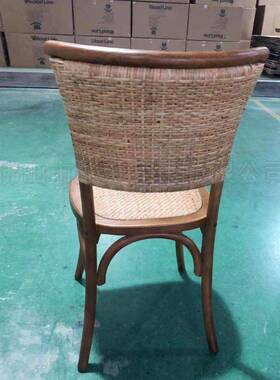 农庄藤餐农椅家吃椅子编美式乡村椿木实木餐椅PSH手工小藤酒店实