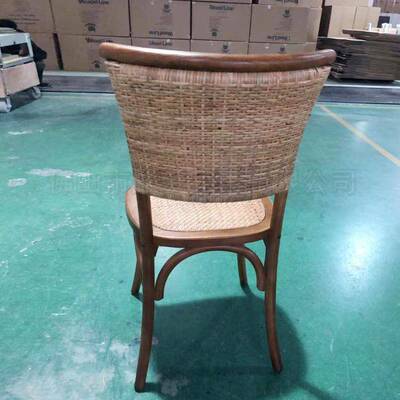 农庄藤餐农椅家吃椅子编美式乡村椿木实木餐椅PSH手工小藤酒店实