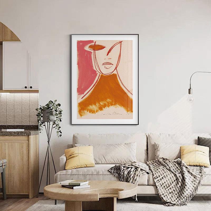 波兰艺家20230418抽象何人物装饰画趣味插画风挂术简画约线几条客