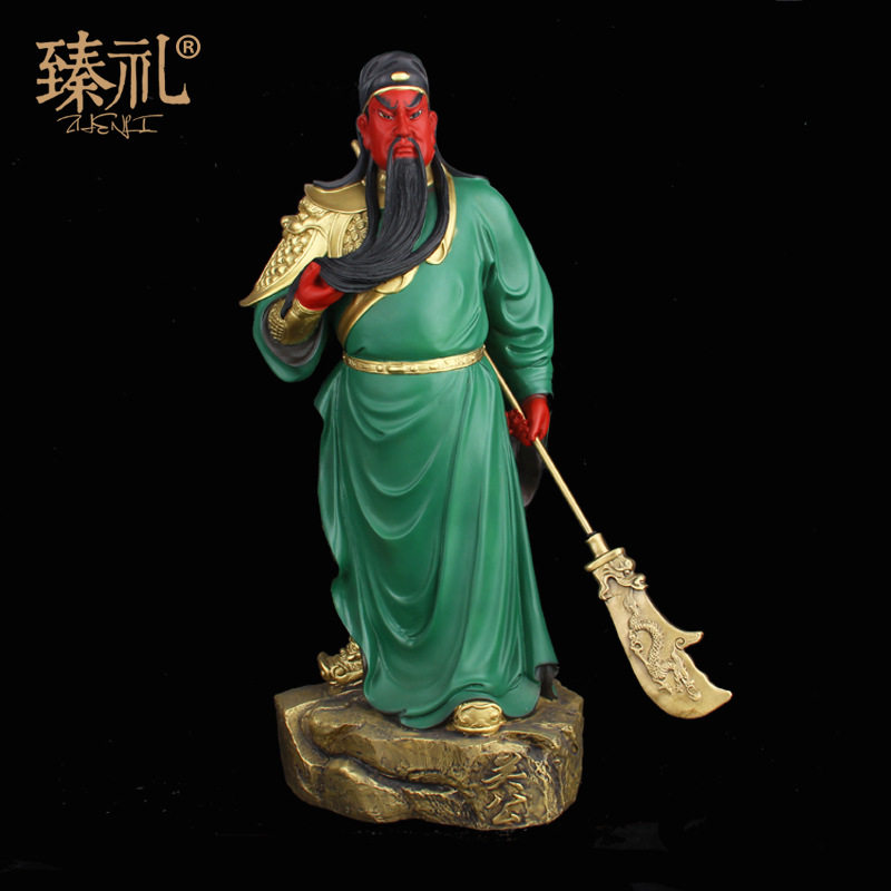 手工彩绘铜立关公财神铜像摆件关二爷武财神关公摆设