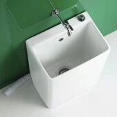 家用加高洗拖把池池卫间阳布台拖布落地式 陶瓷生地拖盆墩239侧排