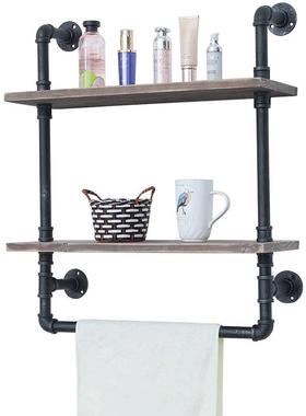 木巾两层隔板墙上置物架壁挂水实30632客管置物架书架厅墙壁搁板