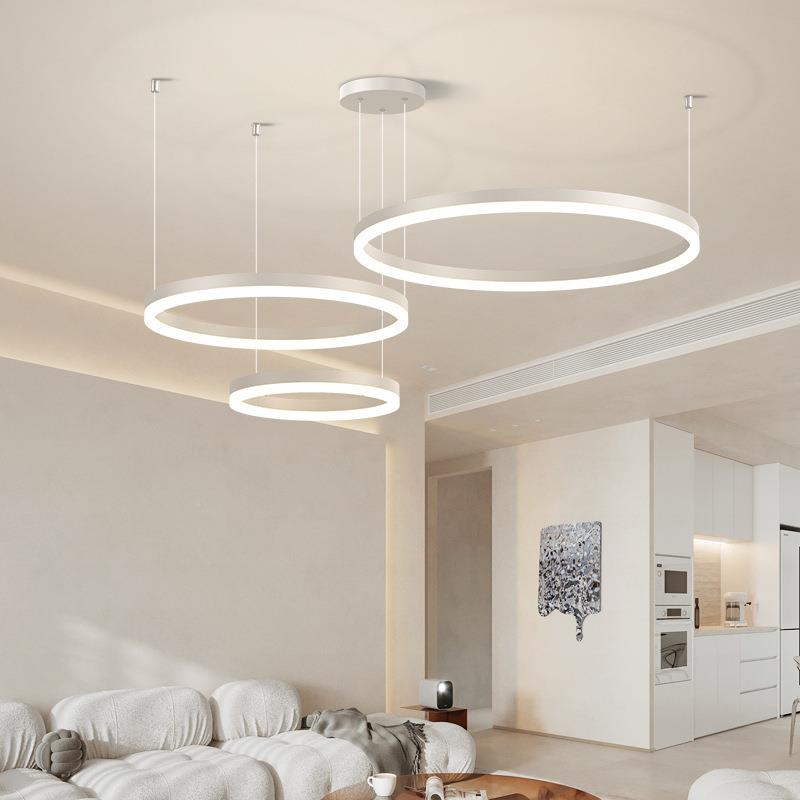 极爆简客厅吊灯现代简约大气灯轻奢主卧网室餐厅圆环形红款具JLD1