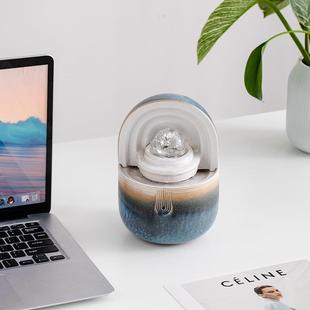 流生小型鱼缸景办公桌财面永动盆循环旋转水水晶球招财FKM风水轮