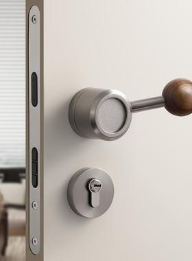 X*中古风卧室门木锁家用胡桃木门房门锁磁吸静门音F98H96MJ室内房