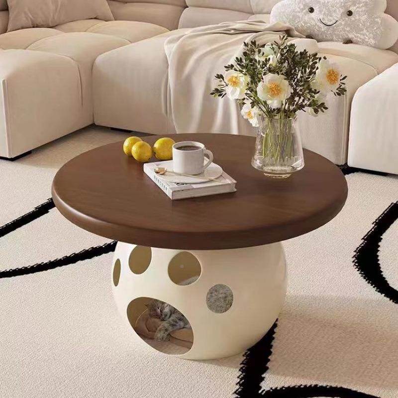 奶油猫茶几厅家用现客代小风户型简约宠物个店圆形创意性猫爪茶几