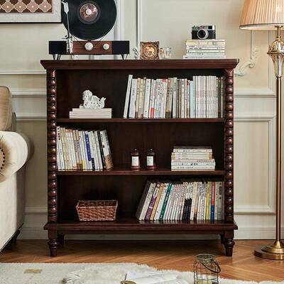 美L301书架式实木书架落置物全核桃木法地式复古厅客开放式靠架墙