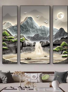 堂画客厅PRQ流水生挂画新中式农村堂屋大气山水财饰中画装聚宝盆