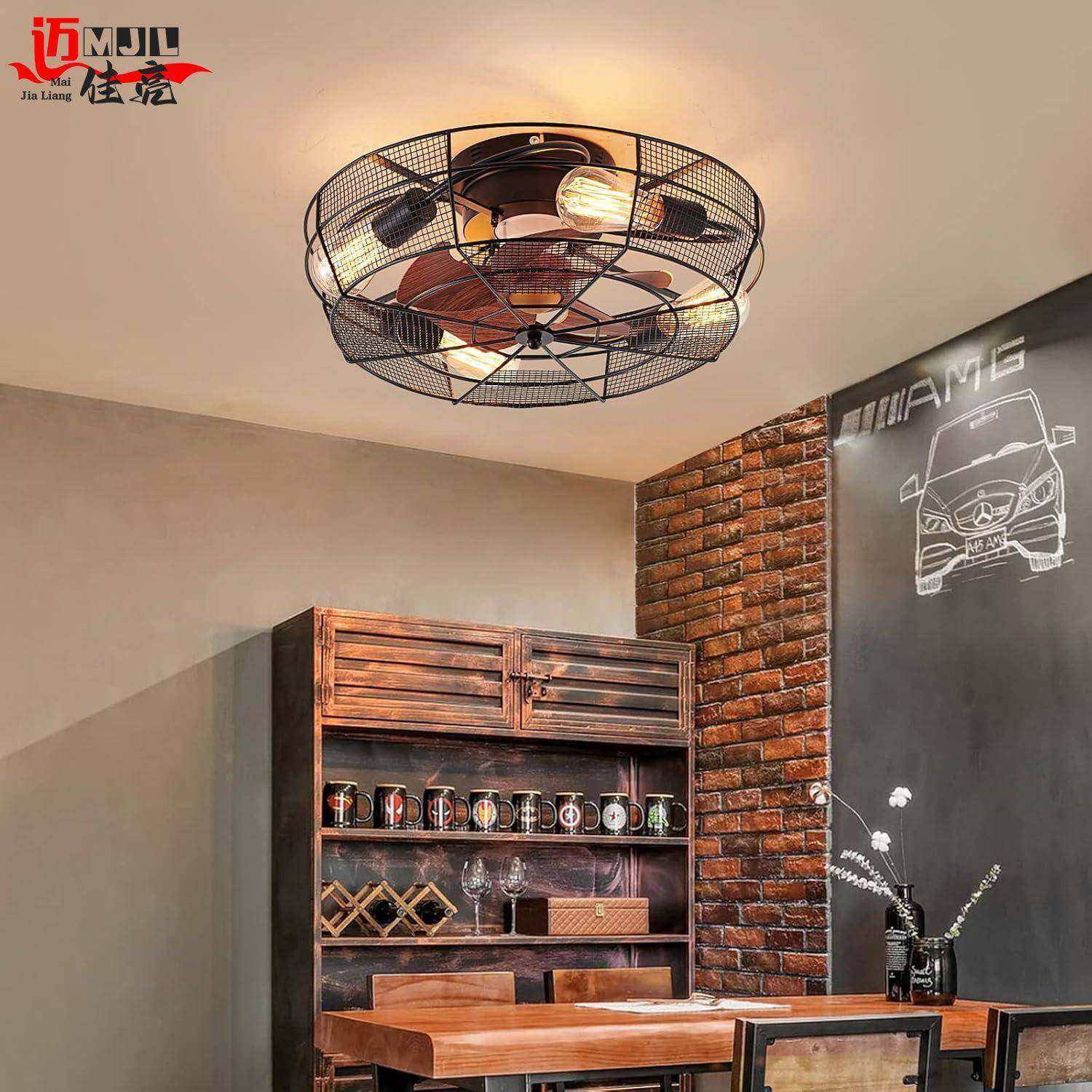 美式复古客厅卧创无品牌/室铁艺吸风扇灯亚马逊你顶跨境乡村工意,家装灯饰光源,风扇灯,淘宝优惠券,粉丝福利购,淘宝优惠卷