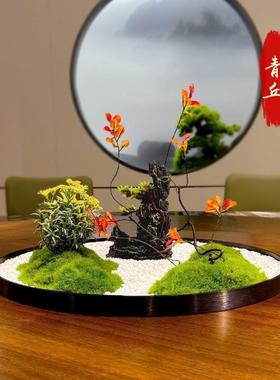 酒店餐桌间中厢AL100080摆花苔藓电转盘装饰摆件包动圆∑