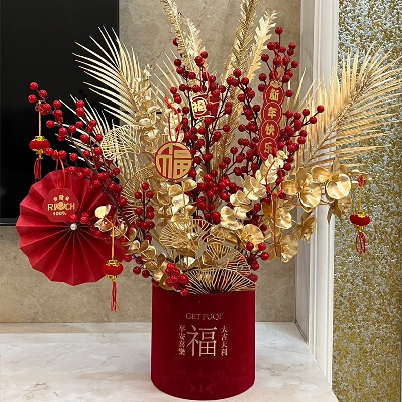 新年过年客厅装饰发财果桶摆件20D25蛇年新春礼品春节布置用品