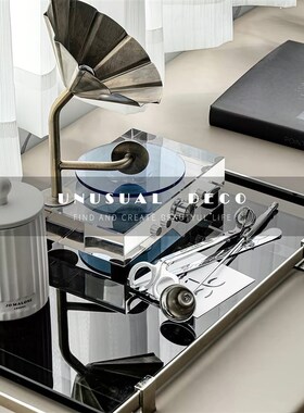 S简约样板间卧室飘窗t组合摆件水晶留声机茶几搭配饰品