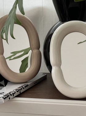 ME轻奢网红卧室梳妆台陶瓷化妆镜家用台式R桌面装饰壁挂镜子