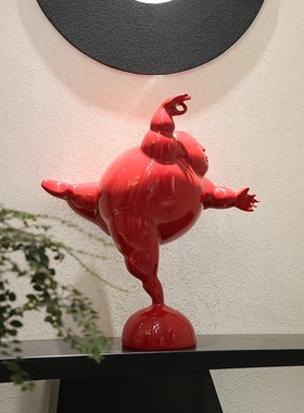 新中式玄关招财摆件抽象人物雕塑酒店大堂艺S术装置客厅装饰品