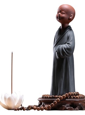 创意小和a尚小沙弥摆件家居客厅禅意玄关博古架软装饰品工艺品摆