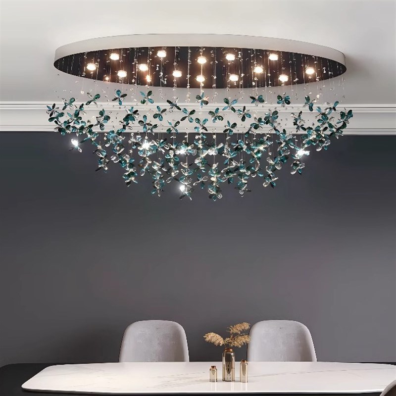 意大利水晶花瓣吸顶吊灯客厅轻奢花朵别墅酒店大堂大厅售楼部灯具