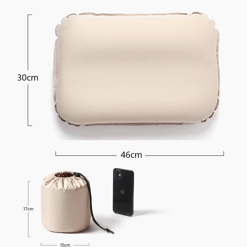 户外奶酪枕家用3D海绵自动充气枕头野营午休靠枕便携易收纳露营枕
