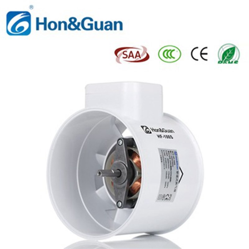 鸿冠管道风机HF-100S厨房油烟4寸抽风机 强力静音换气排气扇