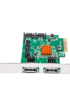 华高智 PCIEx4转四口sata阵列卡两口esata转接卡raid0/1扩展卡
