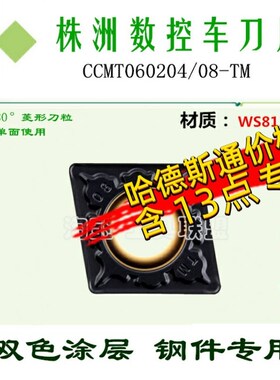 株洲哈德数控刀片菱形双色80度CCMT060204 08-TM HS8125锻打钢A3