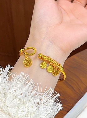 金店同款平安喜乐盘缠开口手镯