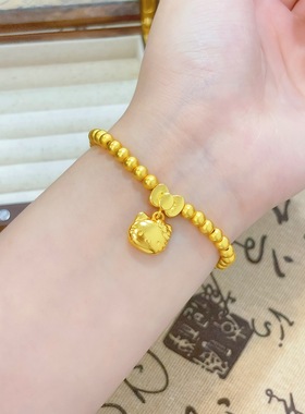 金色凯蒂猫圆珠手链古法转运珠