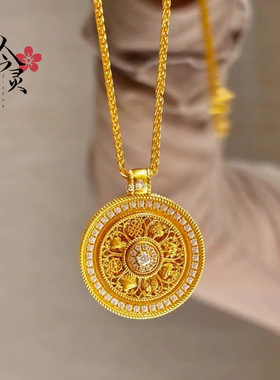 金店同款古法满钻八宝罗盘吊坠