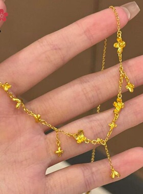 金店同款古法沙金繁星落玉项链