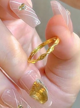 越南沙金莫比乌斯戒指女黄铜镀金