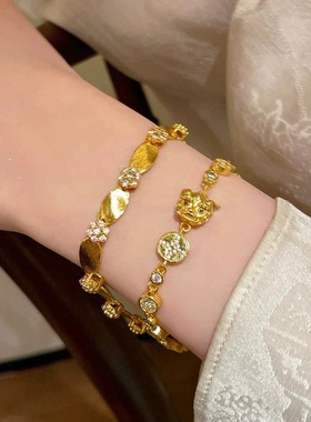 韦雪同款沙金貔貅手链