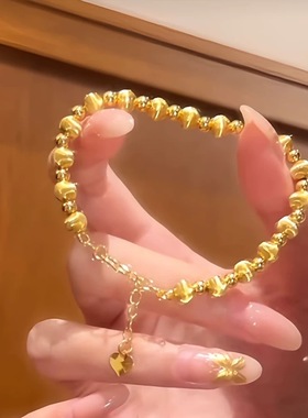 金店同款镭射拉丝猫眼金色珠手链