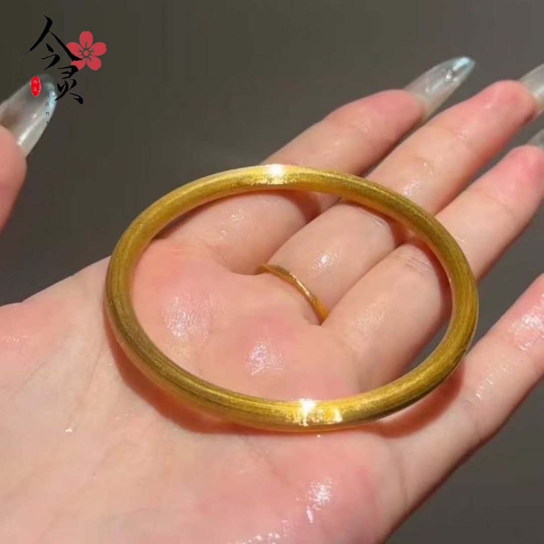 金店同款古法拉丝圆条手镯