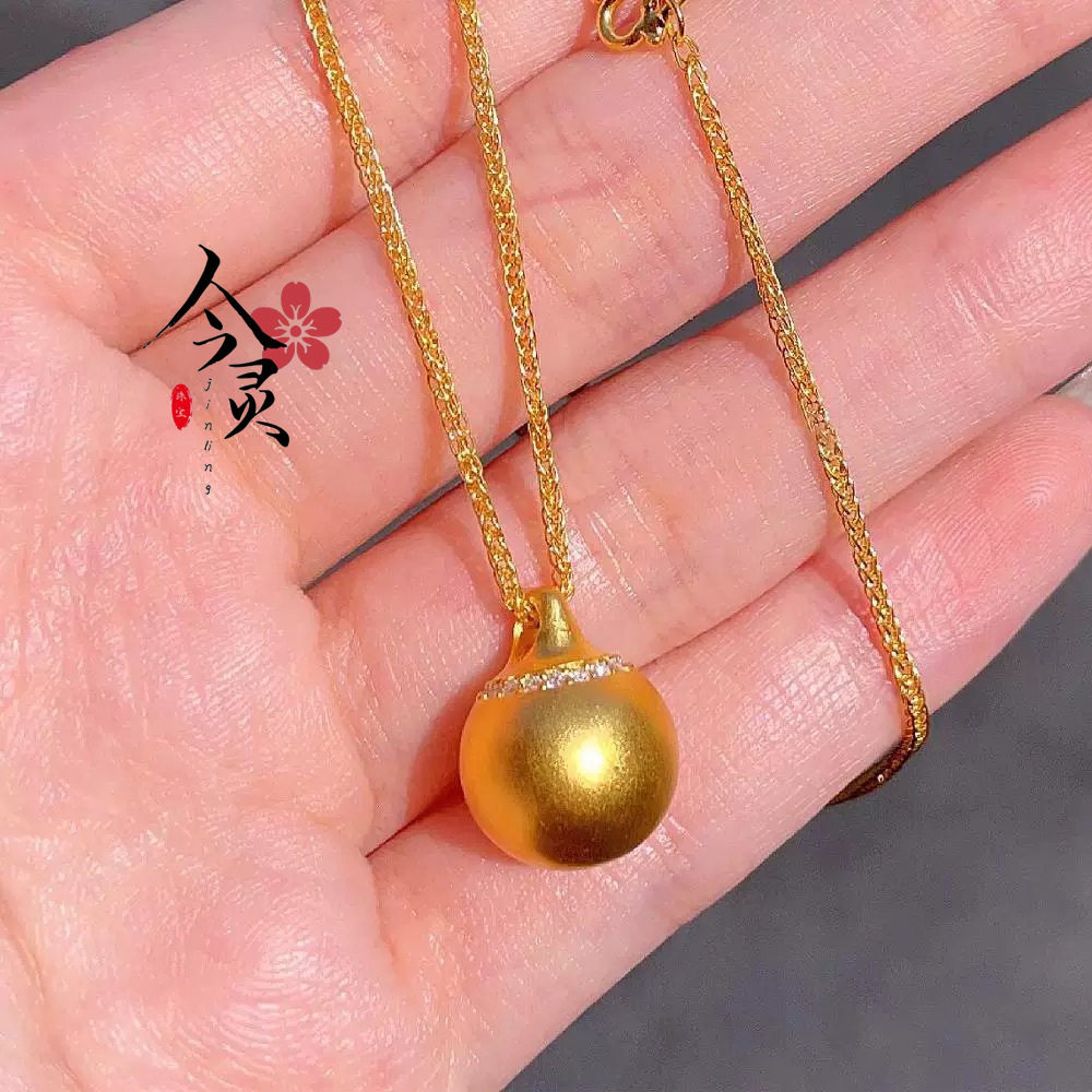 金店同款古法沙金点钻有求必应金珠吊坠diy配件项链新款圆球吊坠