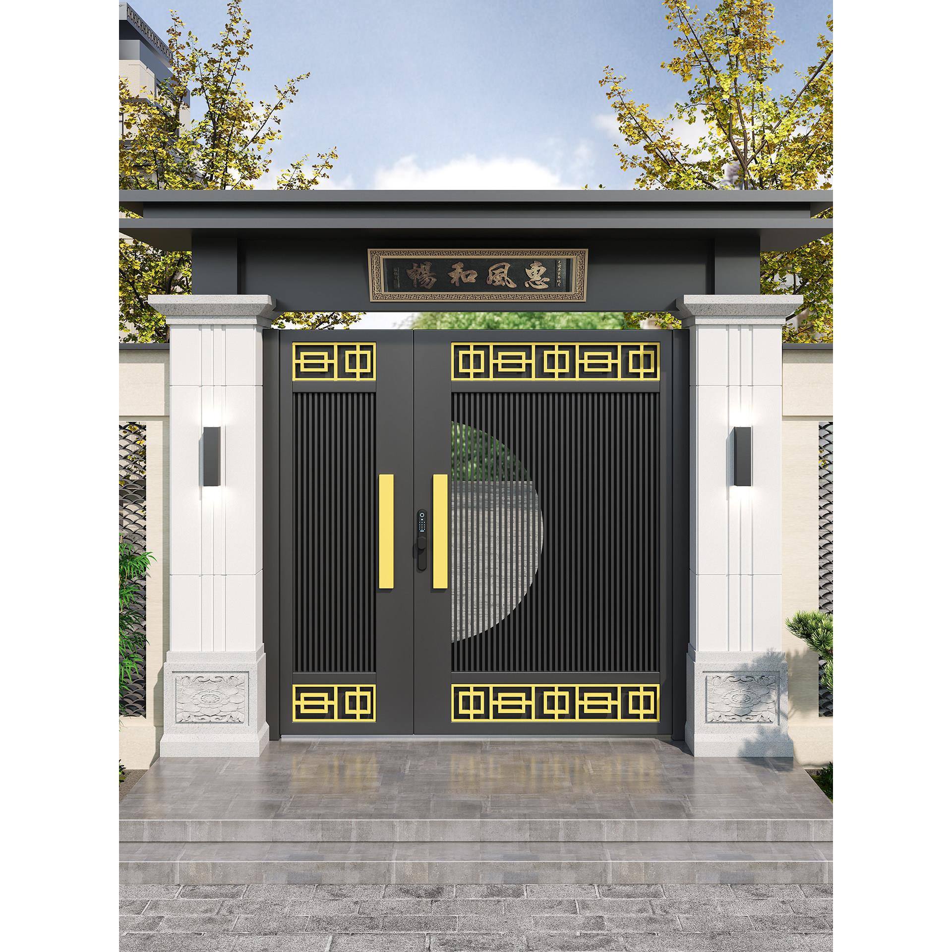 别墅大门铝合金庭院门电动门农村自建房大门户外院门铁艺门花园门