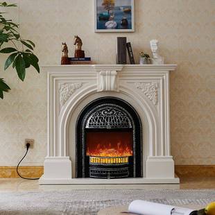 1.3米电壁简约法式 饰柜实木家用别墅客厅油奶风仿真火焰取 炉671装