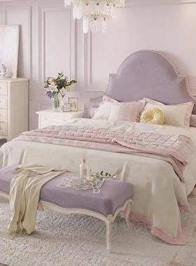 法式浪漫公主床实实木软包软梦幻轻奢木床头GMB双人床床包卧室大