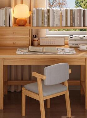 实木书桌实木学家用学生习全桌简易书一体桌PEB子小户型靠墙办架