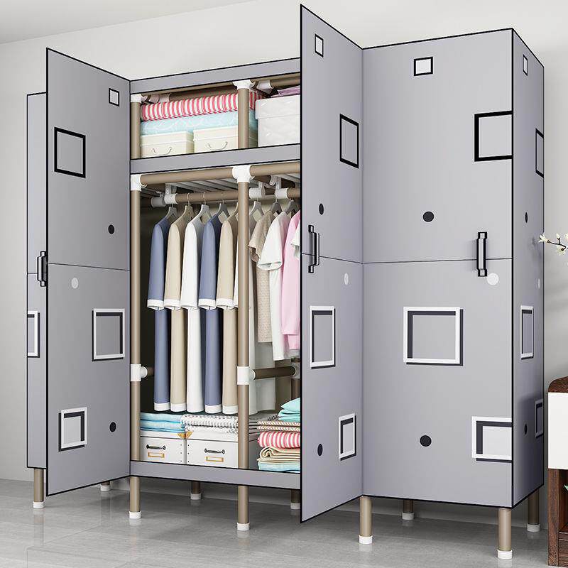 V磁吸开门式简易柜钢管加粗加厚衣布柜租房702家用卧室收8纳衣橱