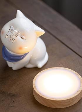 精品QFK白瓷小猫件家居客厅电视柜玄关陶瓷爱动物可摆卧室办咪公