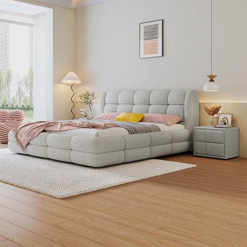 糖棉花布艺床主卧1.8米双人床奶油款AK140风小户型1.5米现大代简