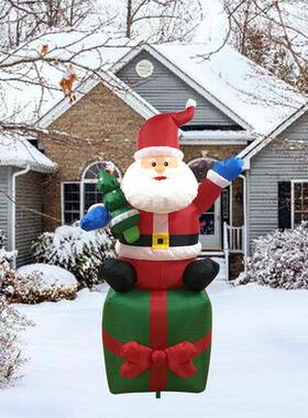 跨境圣诞气模充气礼包圣诞老庭节21422院花摆园草坪圣诞树件立体