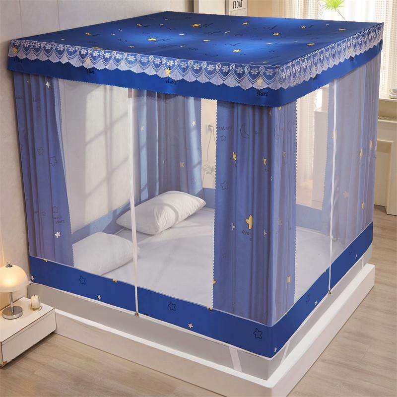 双层包遮光蚊帐15m床HJyr5zDR帘一体式全封闭公主风床.幔.81米床