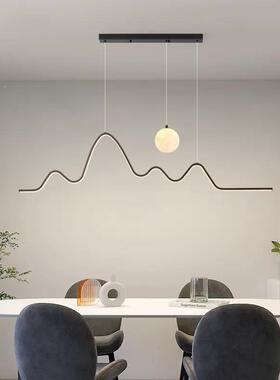 极简餐现厅新吊灯灯款饭厅餐桌吧台具代65508简约月球灯极简长条