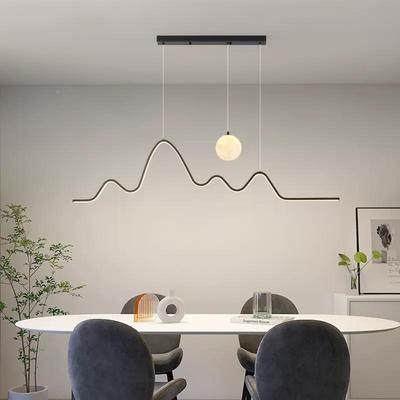 极简餐现厅新吊灯灯款饭厅餐桌吧台具代65508简约月球灯极简长条