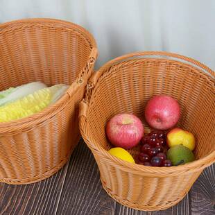 W068[两件藤套椭圆收纳筐仿简约手工茶]户W068外购色物买菜果蔬篮
