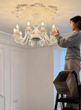 轻法式古奶油主风客厅水晶古吊灯轻奢复卧室中72467女孩房间灯餐