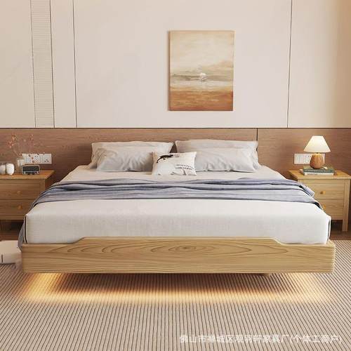 白蜡木实木床代简约1现.x2米单YIP双人床主卧8家用15.米轻奢榻榻