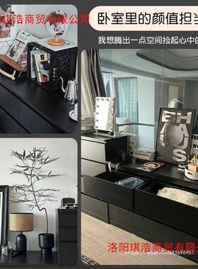 厅黑色斗柜CDG收家用卧床尾室储物柜意式轻奢客靠墙纳柜